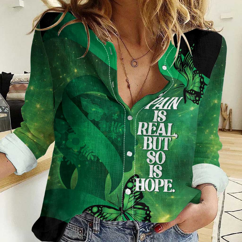 Personalised World Mental Health Awareness Month Women Casual Shirt Warriors Brave Strong Galaxy Vibes LT14 Female Green - Polynesian Pride