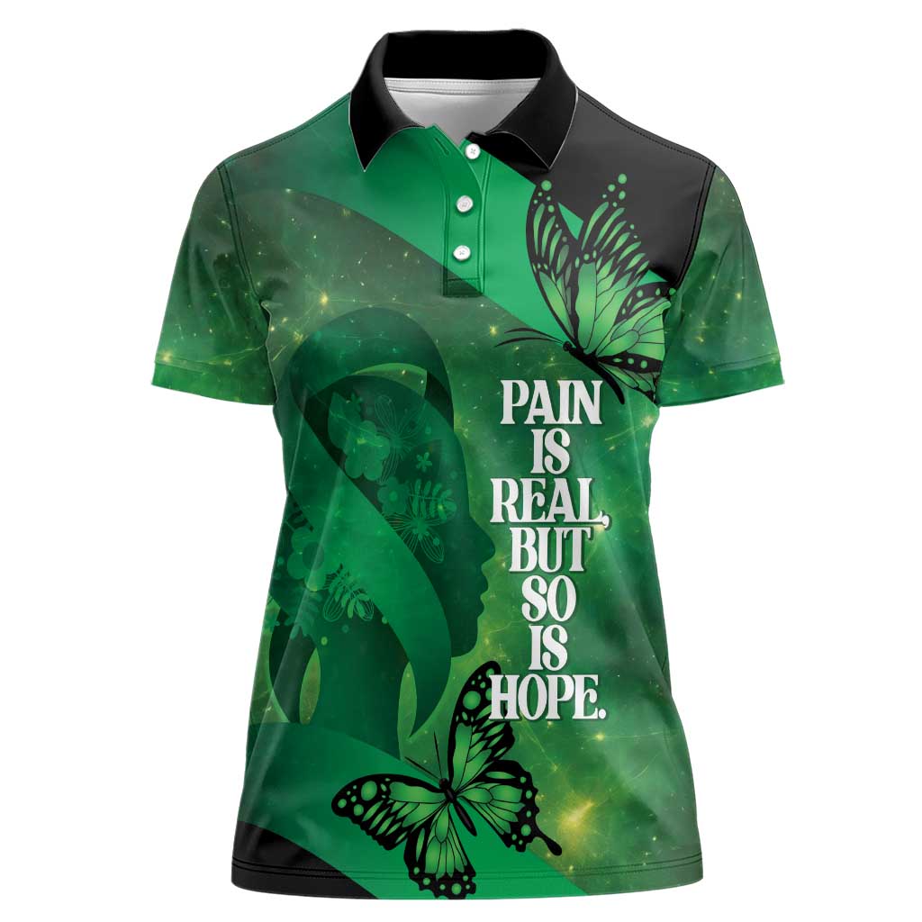 Personalised World Mental Health Awareness Month Women Polo Shirt Warriors Brave Strong Galaxy Vibes LT14 Female Green - Polynesian Pride