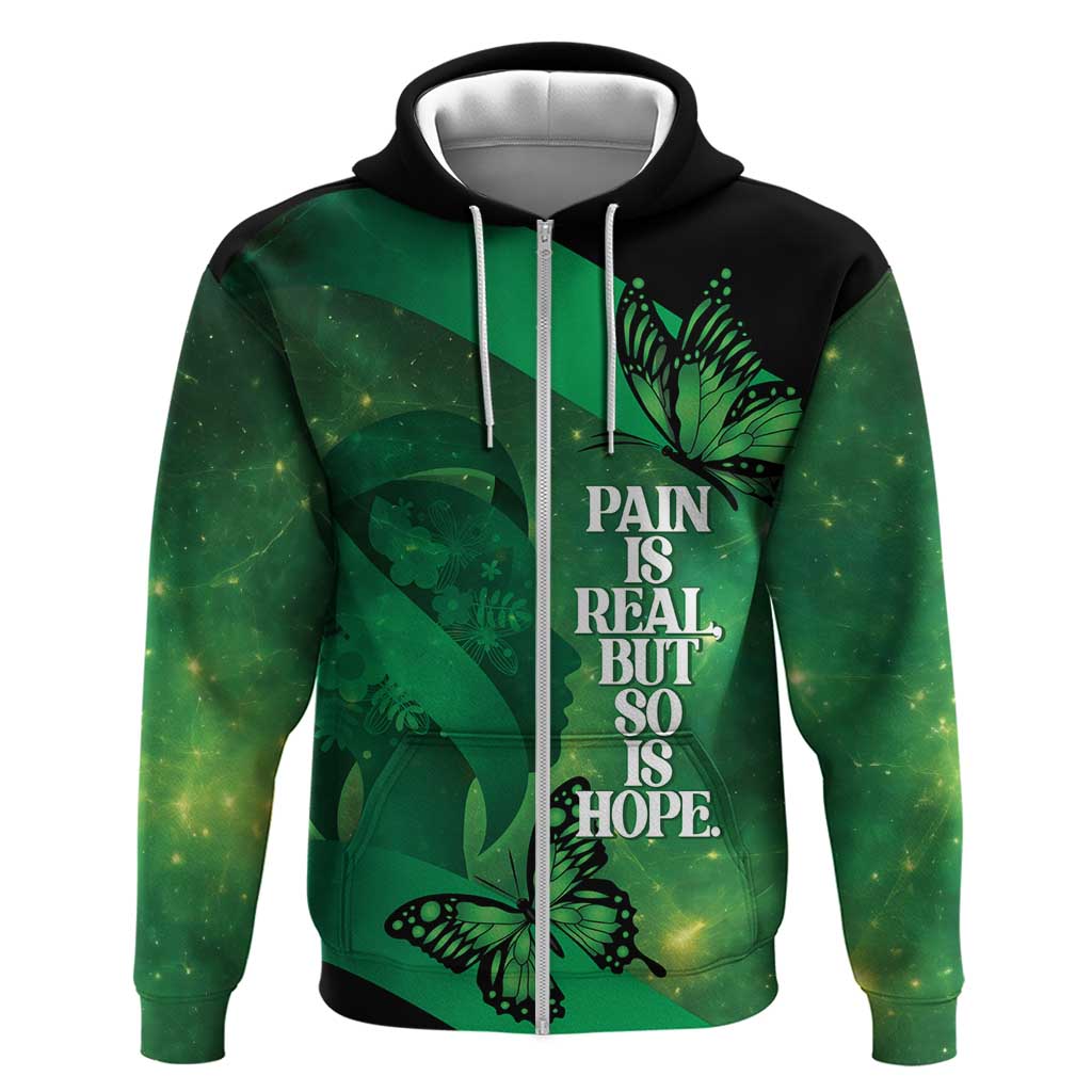 Personalised World Mental Health Awareness Month Zip Hoodie Warriors Brave Strong Galaxy Vibes