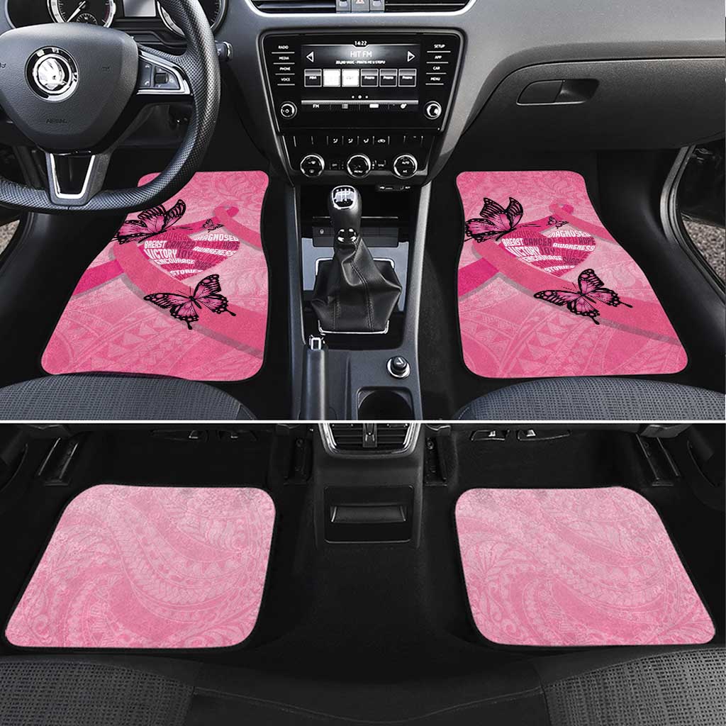 Polynesia Breast Cancer Awareness Month Car Mats Pink Ribbon Mix Butterflies