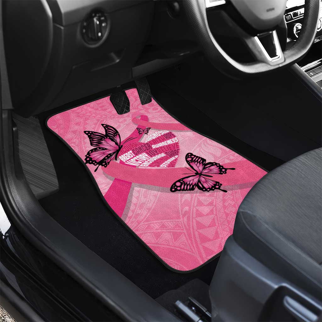 Polynesia Breast Cancer Awareness Month Car Mats Pink Ribbon Mix Butterflies