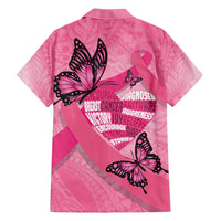 Polynesia Breast Cancer Awareness Month Family Matching Off Shoulder Maxi Dress and Hawaiian Shirt Pink Ribbon Mix Butterflies LT14 - Polynesian Pride