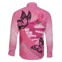 Polynesia Breast Cancer Awareness Month Family Matching Puletasi and Hawaiian Shirt Pink Ribbon Mix Butterflies LT14 - Polynesian Pride