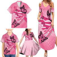 Polynesia Breast Cancer Awareness Month Family Matching Summer Maxi Dress and Hawaiian Shirt Pink Ribbon Mix Butterflies LT14 - Polynesian Pride