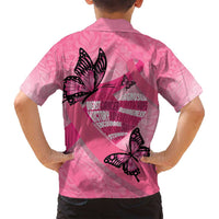 Polynesia Breast Cancer Awareness Month Family Matching Tank Maxi Dress and Hawaiian Shirt Pink Ribbon Mix Butterflies LT14 - Polynesian Pride
