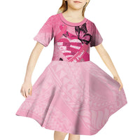 Polynesia Breast Cancer Awareness Month Kid Short Sleeve Dress Pink Ribbon Mix Butterflies LT14 - Polynesian Pride