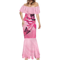 Polynesia Breast Cancer Awareness Month Mermaid Dress Pink Ribbon Mix Butterflies LT14 - Polynesian Pride