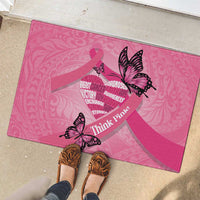 Polynesia Breast Cancer Awareness Month Rubber Doormat Pink Ribbon Mix Butterflies