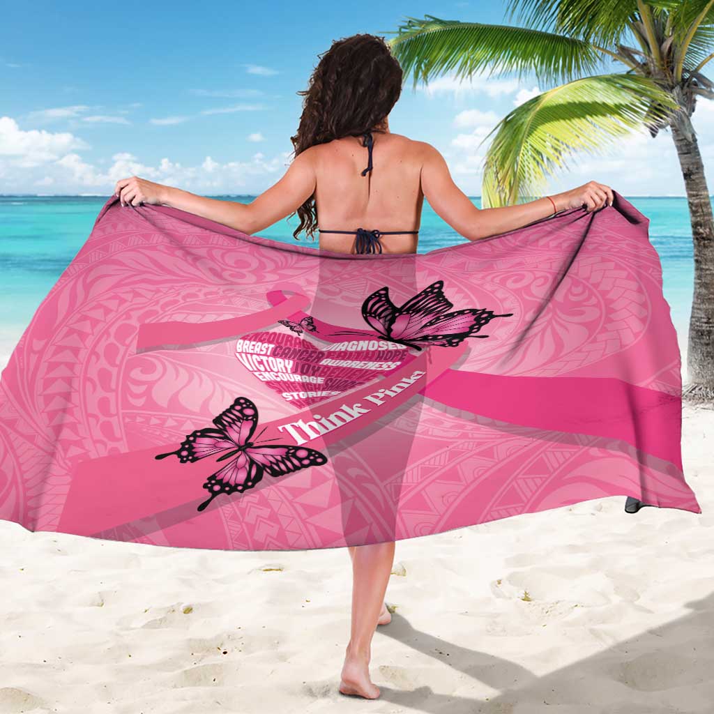 Polynesia Breast Cancer Awareness Month Sarong Pink Ribbon Mix Butterflies