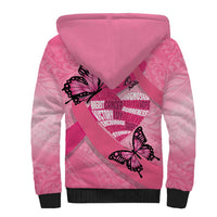 Polynesia Breast Cancer Awareness Month Sherpa Hoodie Pink Ribbon Mix Butterflies LT14 - Polynesian Pride