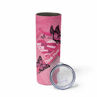 Polynesia Breast Cancer Awareness Month Skinny Tumbler Pink Ribbon Mix Butterflies LT14 - Polynesian Pride
