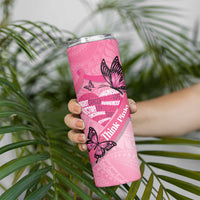 Polynesia Breast Cancer Awareness Month Skinny Tumbler Pink Ribbon Mix Butterflies LT14 - Polynesian Pride