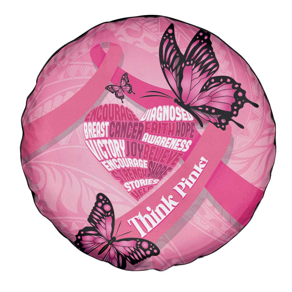 Polynesia Breast Cancer Awareness Month Spare Tire Cover Pink Ribbon Mix Butterflies