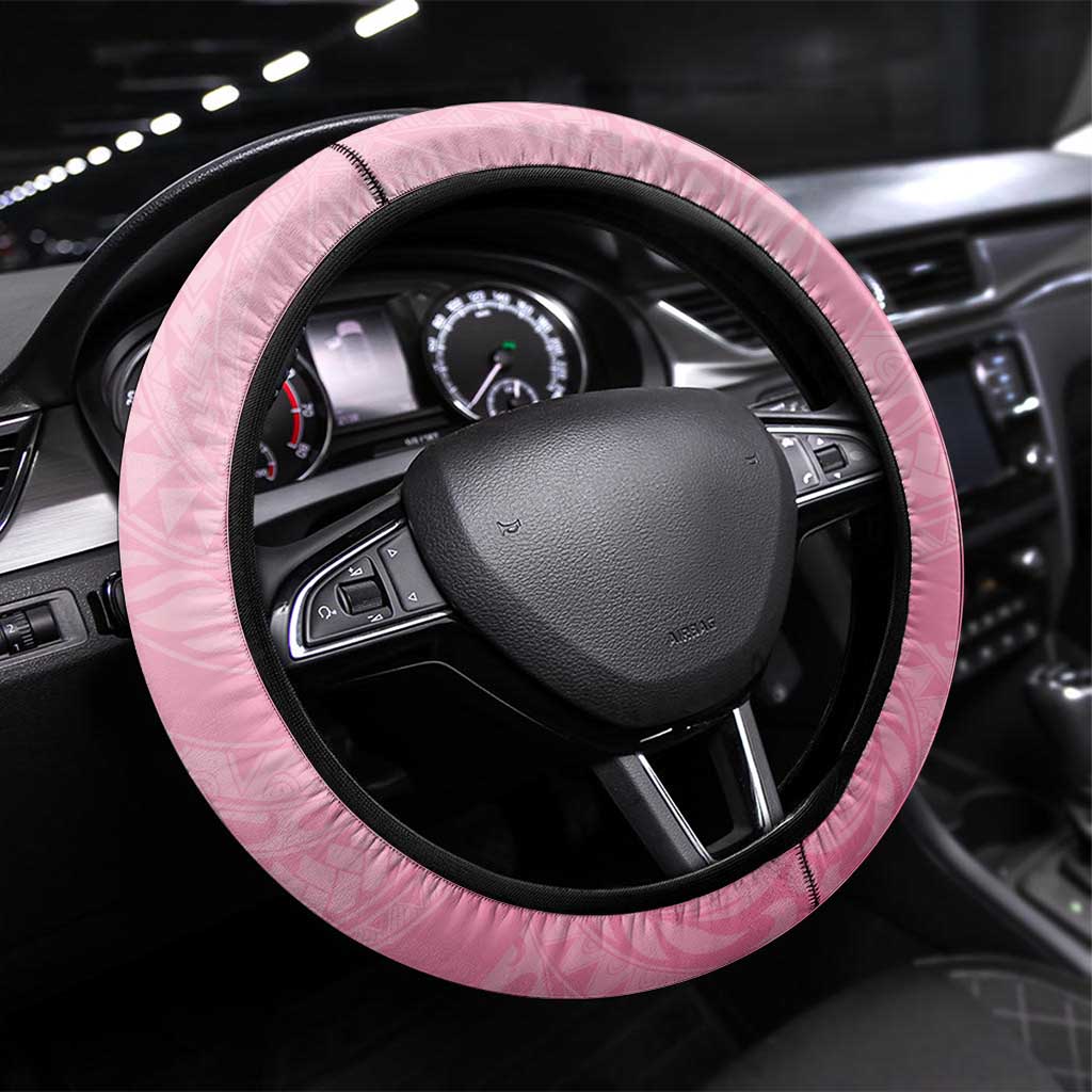Polynesia Breast Cancer Awareness Month Steering Wheel Cover Pink Ribbon Mix Butterflies