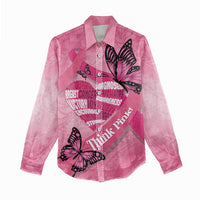 Polynesia Breast Cancer Awareness Month Women Casual Shirt Pink Ribbon Mix Butterflies