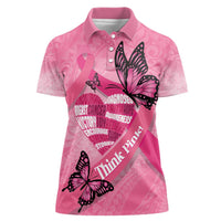 Polynesia Breast Cancer Awareness Month Women Polo Shirt Pink Ribbon Mix Butterflies LT14 Female Pink - Polynesian Pride