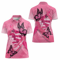 Polynesia Breast Cancer Awareness Month Women Polo Shirt Pink Ribbon Mix Butterflies LT14 - Polynesian Pride