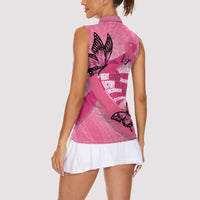 Polynesia Breast Cancer Awareness Month Women Sleeveless Polo Shirt Pink Ribbon Mix Butterflies LT14 - Polynesian Pride