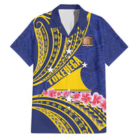 Personalised Tokelau Tokehega Day Family Matching Mermaid Dress and Hawaiian Shirt Tokelauan Tatau Flag Color LT14 Dad's Shirt - Short Sleeve Blue - Polynesian Pride