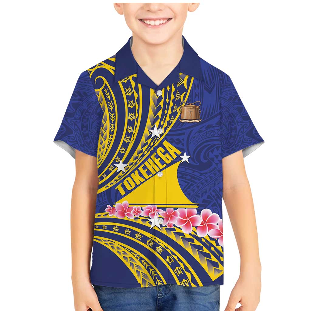 Personalised Tokelau Tokehega Day Family Matching Mermaid Dress and Hawaiian Shirt Tokelauan Tatau Flag Color LT14 Son's Shirt Blue - Polynesian Pride