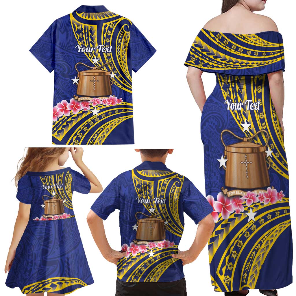 Personalised Tokelau Tokehega Day Family Matching Off Shoulder Maxi Dress and Hawaiian Shirt Tokelauan Tatau Flag Color LT14 - Polynesian Pride