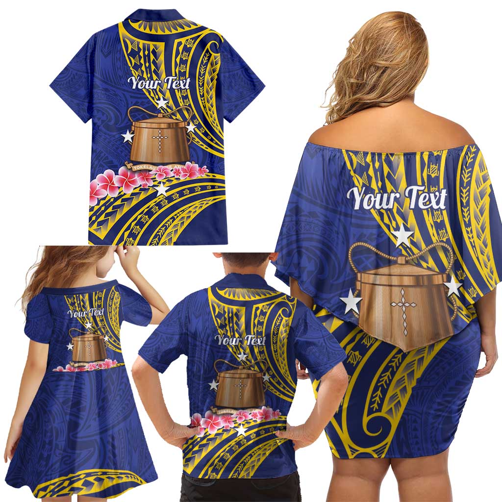 Personalised Tokelau Tokehega Day Family Matching Off Shoulder Short Dress and Hawaiian Shirt Tokelauan Tatau Flag Color LT14 - Polynesian Pride