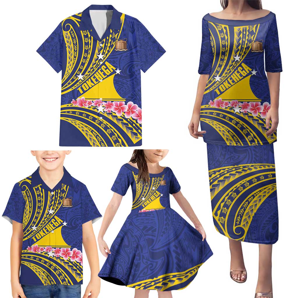 Personalised Tokelau Tokehega Day Family Matching Puletasi and Hawaiian Shirt Tokelauan Tatau Flag Color LT14 - Polynesian Pride