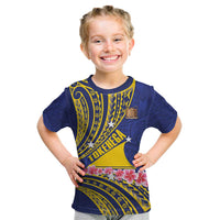 Personalised Tokelau Tokehega Day Kid T Shirt Tokelauan Tatau Flag Color LT14 Blue - Polynesian Pride