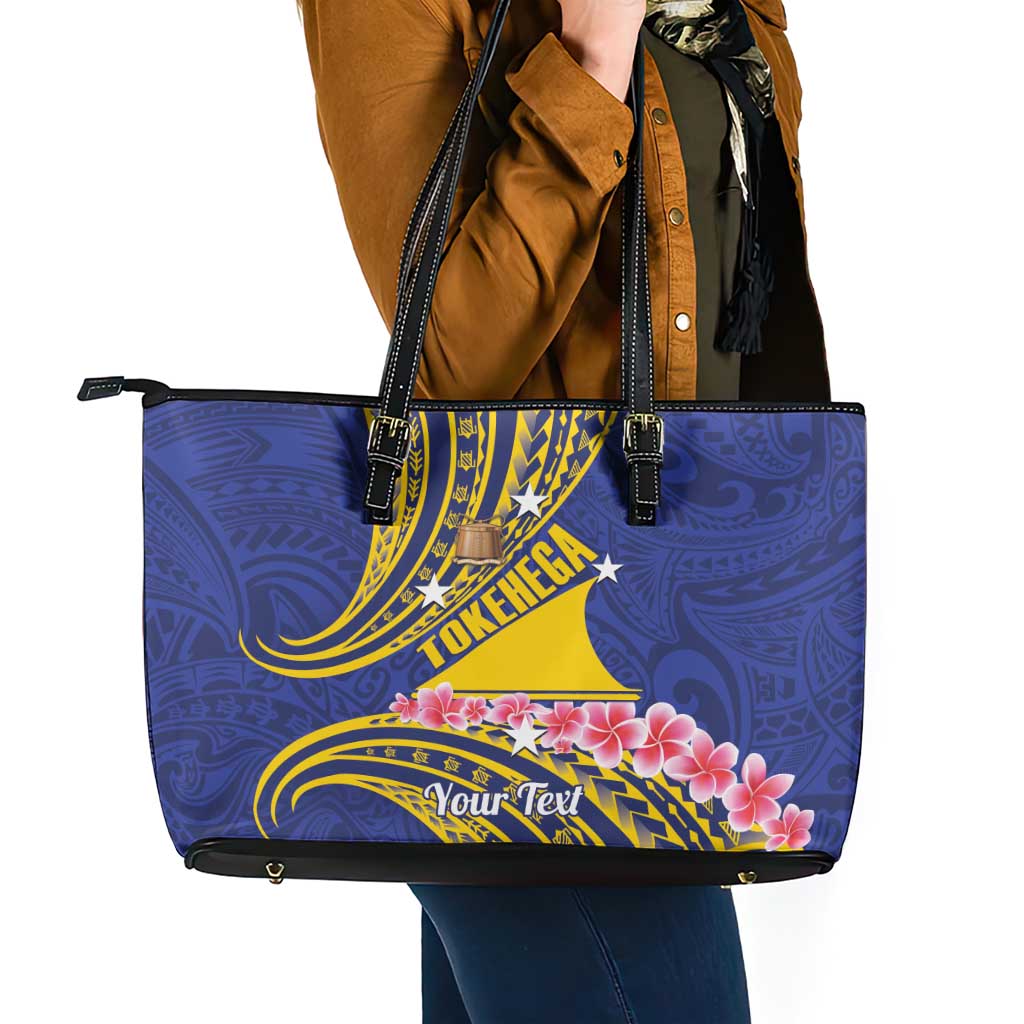 Personalised Tokelau Tokehega Day Leather Tote Bag Tokelauan Tatau Flag Color LT14 - Polynesian Pride