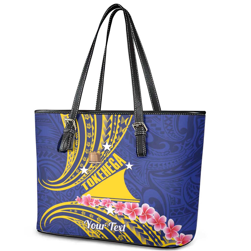 Personalised Tokelau Tokehega Day Leather Tote Bag Tokelauan Tatau Flag Color LT14 - Polynesian Pride