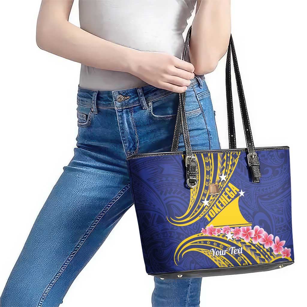 Personalised Tokelau Tokehega Day Leather Tote Bag Tokelauan Tatau Flag Color LT14 - Polynesian Pride