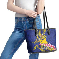 Personalised Tokelau Tokehega Day Leather Tote Bag Tokelauan Tatau Flag Color LT14 - Polynesian Pride