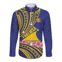 Personalised Tokelau Tokehega Day Long Sleeve Button Shirt Tokelauan Tatau Flag Color LT14 Unisex Blue - Polynesian Pride
