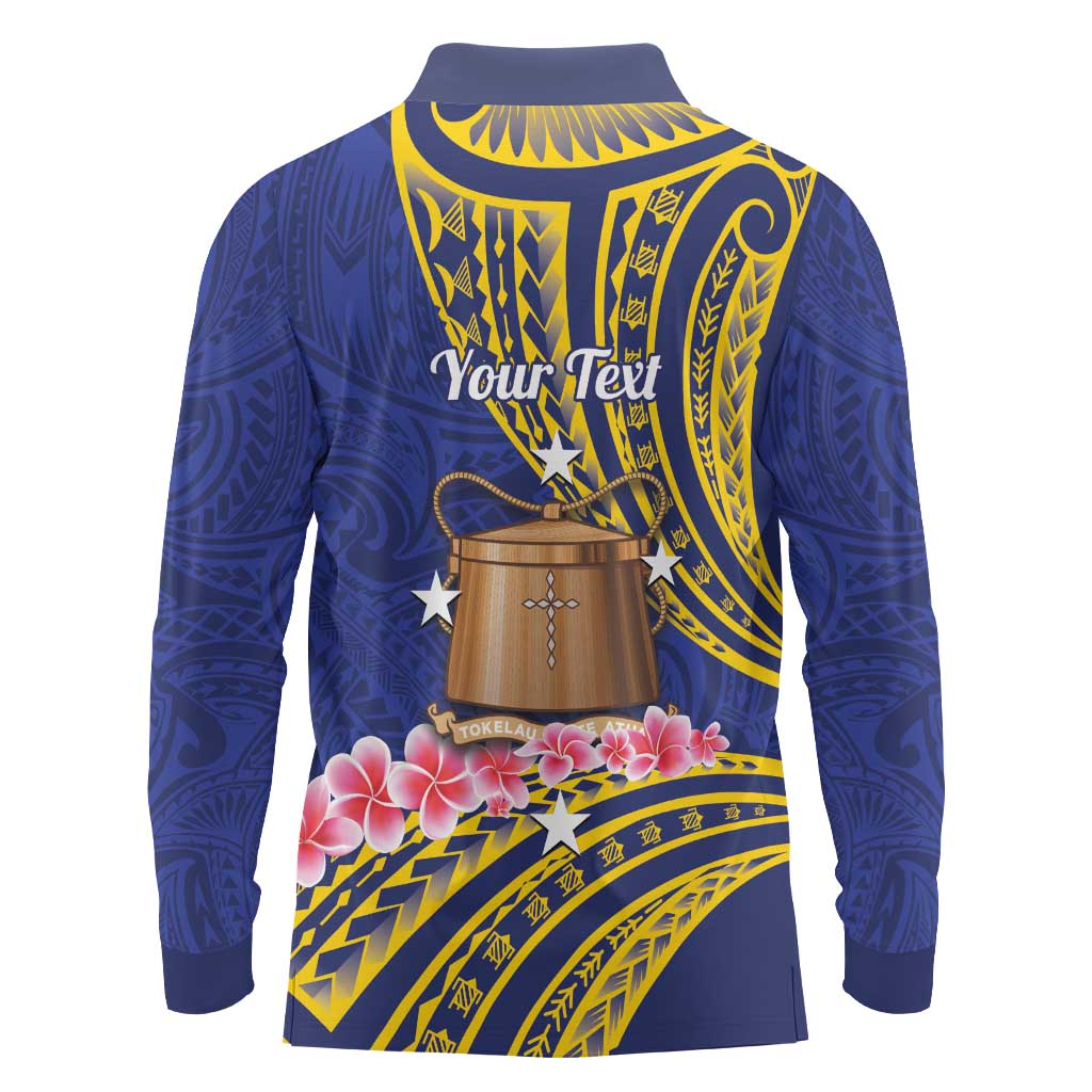 Personalised Tokelau Tokehega Day Long Sleeve Polo Shirt Tokelauan Tatau Flag Color LT14 - Polynesian Pride