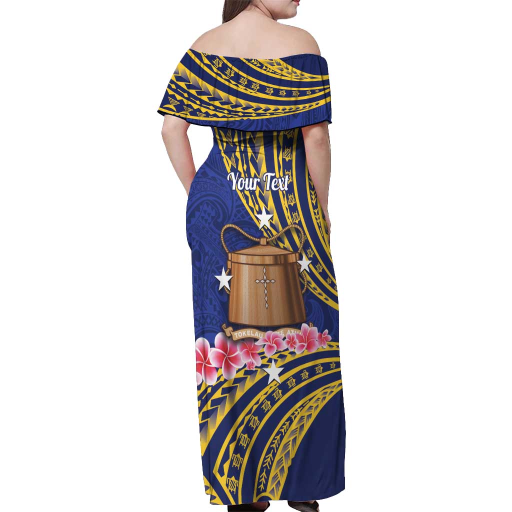 Personalised Tokelau Tokehega Day Off Shoulder Maxi Dress Tokelauan Tatau Flag Color LT14 - Polynesian Pride