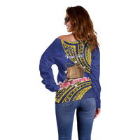 Personalised Tokelau Tokehega Day Off Shoulder Sweater Tokelauan Tatau Flag Color LT14 - Polynesian Pride