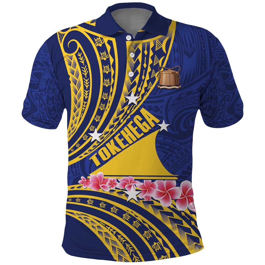 Personalised Tokelau Tokehega Day Polo Shirt Tokelauan Tatau Flag Color LT14 Blue - Polynesian Pride