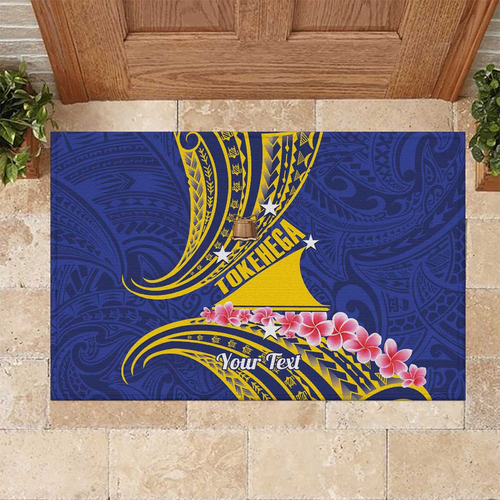 Personalised Tokelau Tokehega Day Rubber Doormat Tokelauan Tatau Flag Color LT14 Blue - Polynesian Pride