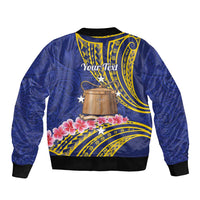 Personalised Tokelau Tokehega Day Sleeve Zip Bomber Jacket Tokelauan Tatau Flag Color LT14 - Polynesian Pride