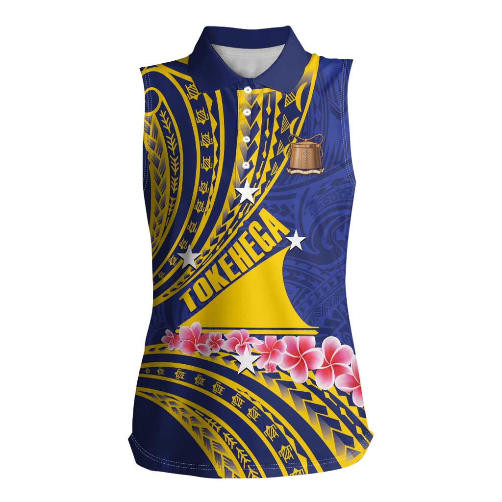 Personalised Tokelau Tokehega Day Women Sleeveless Polo Shirt Tokelauan Tatau Flag Color LT14 Female Blue - Polynesian Pride