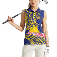 Personalised Tokelau Tokehega Day Women Sleeveless Polo Shirt Tokelauan Tatau Flag Color LT14 - Polynesian Pride