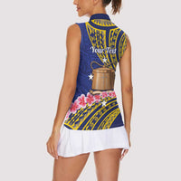 Personalised Tokelau Tokehega Day Women Sleeveless Polo Shirt Tokelauan Tatau Flag Color LT14 - Polynesian Pride