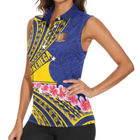 Personalised Tokelau Tokehega Day Women Sleeveless Polo Shirt Tokelauan Tatau Flag Color LT14 - Polynesian Pride