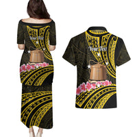 Personalised Tokelau Tokehega Day Couples Matching Puletasi and Hawaiian Shirt Tokelauan Tatau Black Color LT14 - Polynesian Pride