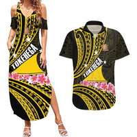 Personalised Tokelau Tokehega Day Couples Matching Summer Maxi Dress and Hawaiian Shirt Tokelauan Tatau Black Color LT14 Black - Polynesian Pride