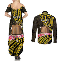 Personalised Tokelau Tokehega Day Couples Matching Summer Maxi Dress and Long Sleeve Button Shirt Tokelauan Tatau Black Color LT14 - Polynesian Pride