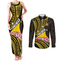 Personalised Tokelau Tokehega Day Couples Matching Tank Maxi Dress and Long Sleeve Button Shirt Tokelauan Tatau Black Color LT14 Black - Polynesian Pride