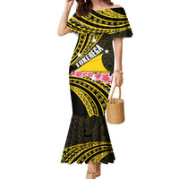 Personalised Tokelau Tokehega Day Family Matching Mermaid Dress and Hawaiian Shirt Tokelauan Tatau Black Color LT14 Mom's Dress Black - Polynesian Pride
