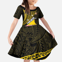 Personalised Tokelau Tokehega Day Family Matching Off The Shoulder Long Sleeve Dress and Hawaiian Shirt Tokelauan Tatau Black Color LT14 Daughter's Dress Black - Polynesian Pride