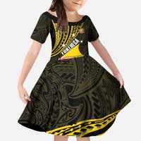 Personalised Tokelau Tokehega Day Family Matching Off Shoulder Maxi Dress and Hawaiian Shirt Tokelauan Tatau Black Color LT14 Daughter's Dress Black - Polynesian Pride
